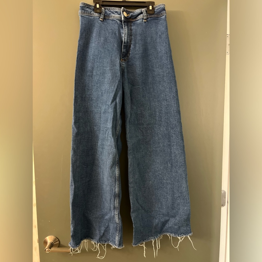 Zara Blue Wide Leg Flare Jeans